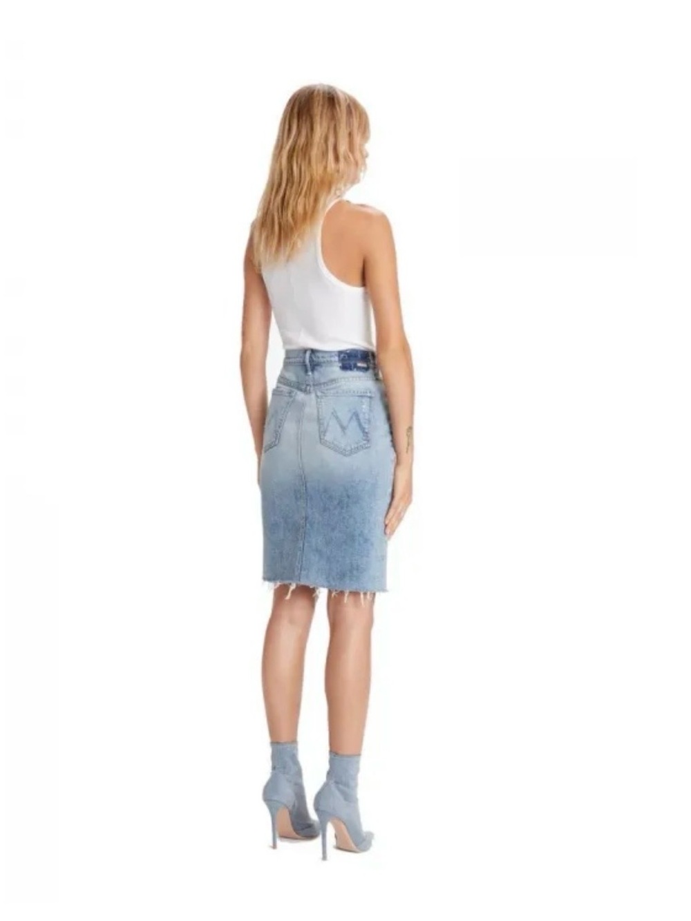 MOTHER Denim  High Waisted Slice Knee Fray Skirt - Picture 3 of 7